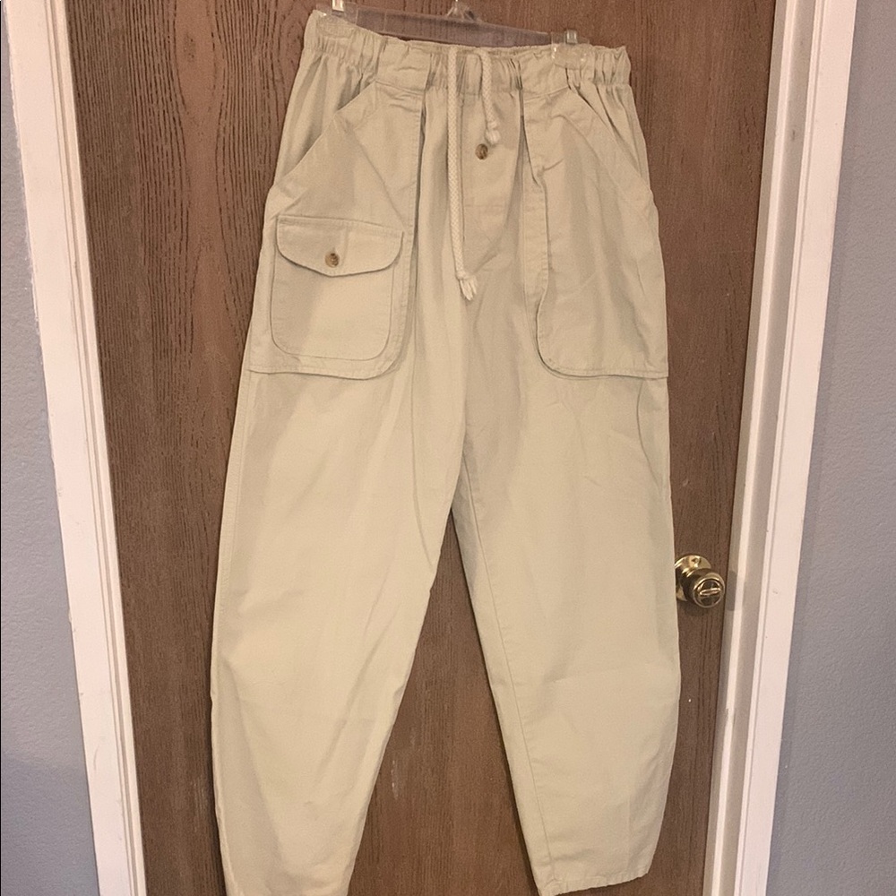 Men's Cotton Beige Casual Pants